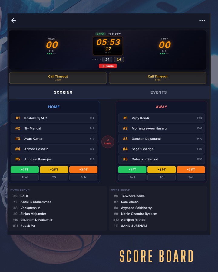 Basketball league details on the Statewide Sports Hub app
