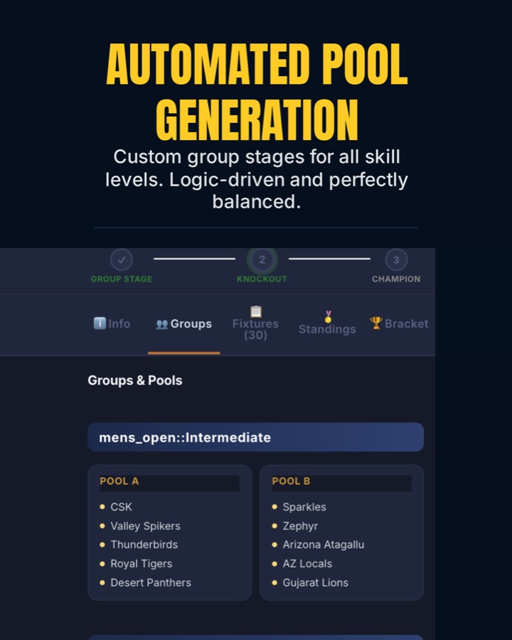 Badminton tournament bracket on the app