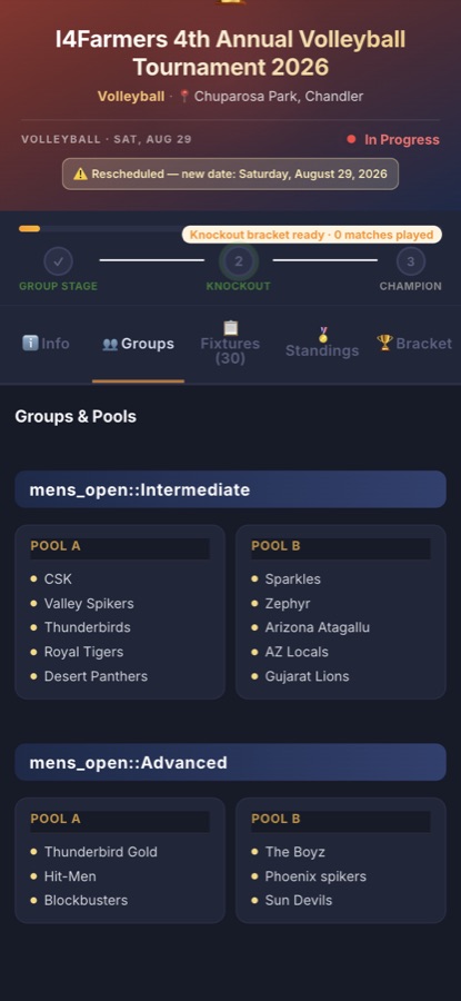 Badminton live scoring on the app